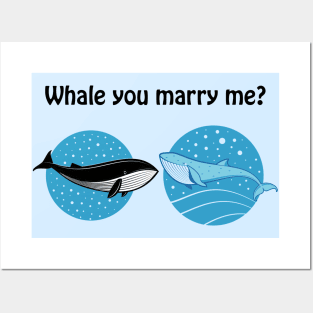 Whale you marry me? Cute & funny proposal pun Posters and Art